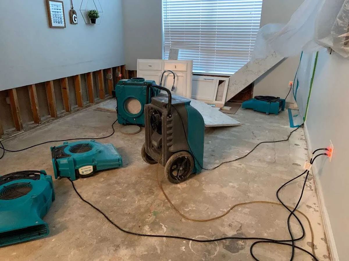 Dehumidifier in flood-cut room for Water Damage Restoration in Rohnert Park
